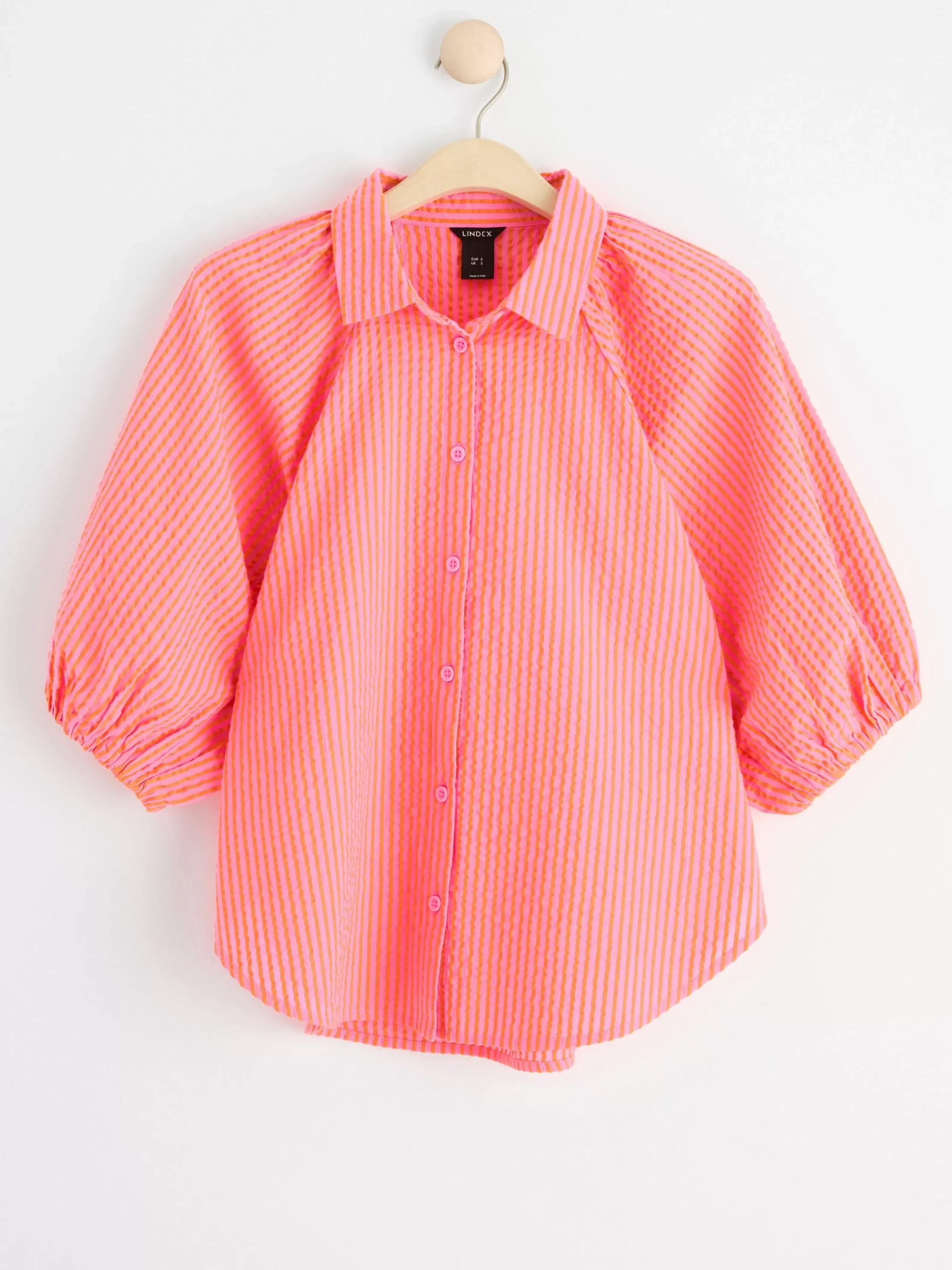 Blusar & Skjortor>Lindex Randig Blus Med Puffarm Pink