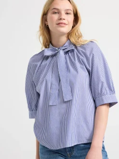 Blusar & Skjortor>Lindex Randig Blus Med Puffarm Blue
