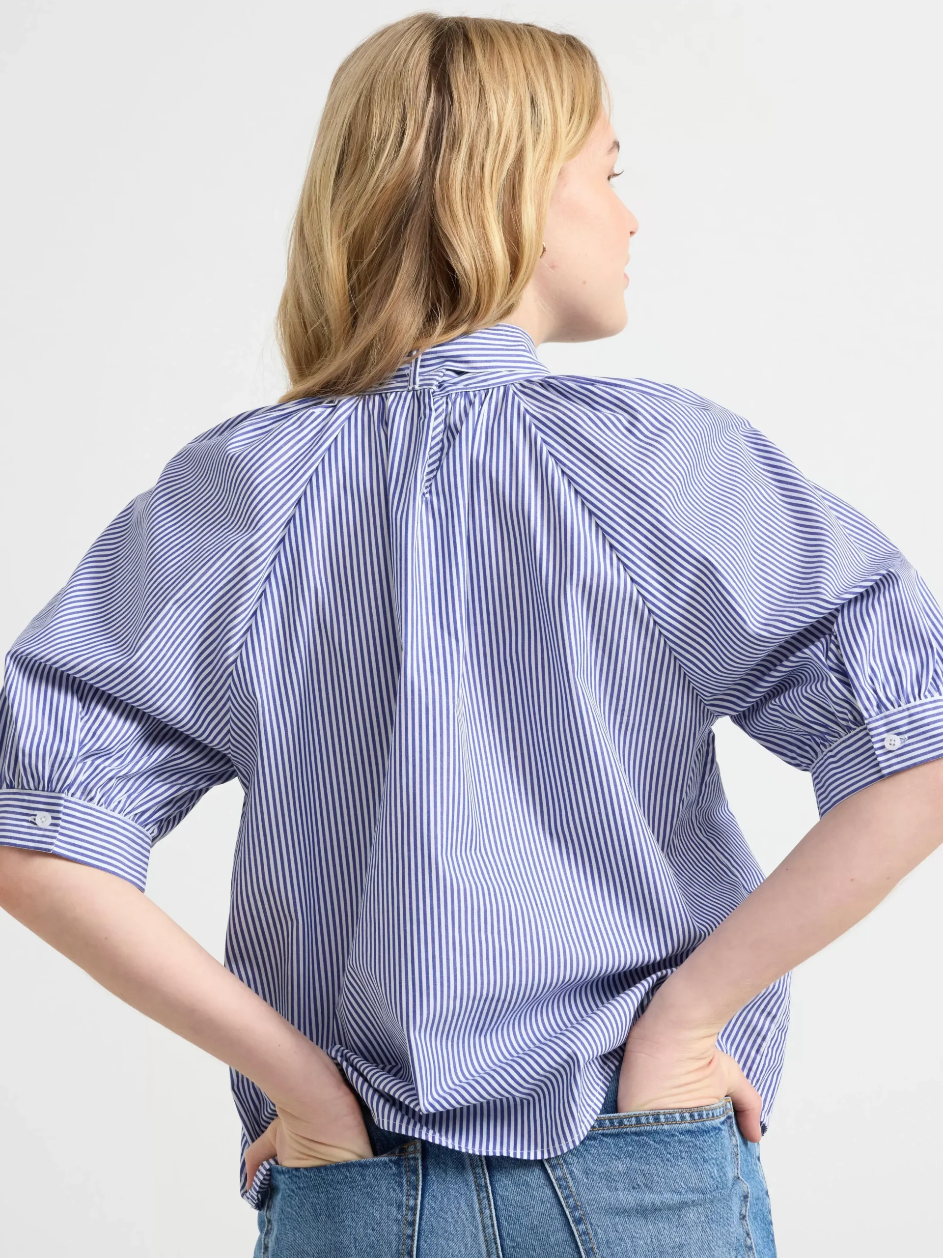 Blusar & Skjortor>Lindex Randig Blus Med Puffarm Blue