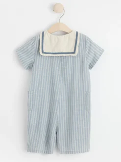 Jumpsuits & Onesies>Lindex Randig Bomullsromper Med Sjomanskrage Dusty Blue