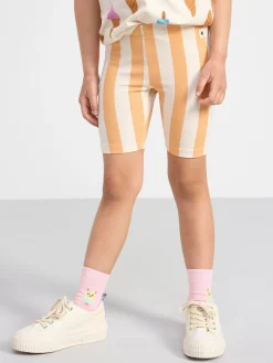 Byxor & Leggings>Lindex Randig Cykelbyxa Light Dusty Orange
