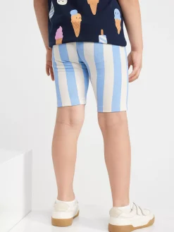 Byxor & Leggings>Lindex Randig Cykelbyxa Light Blue