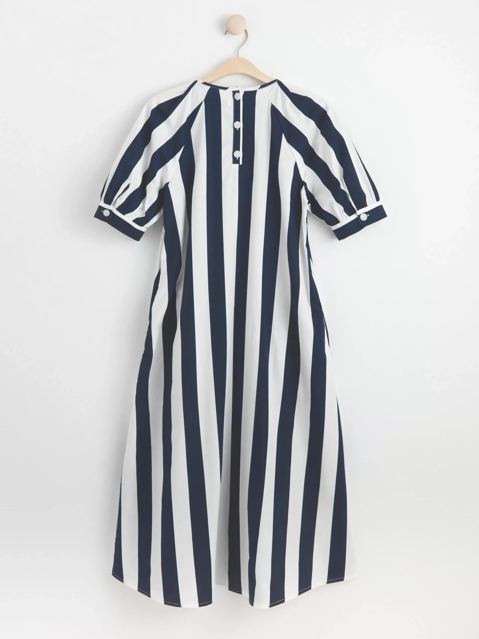 Klänningar>Lindex Randig Midiklanning Med Puffarm Navy