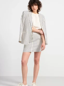Kjolar>Lindex Randig Minikjol Off White