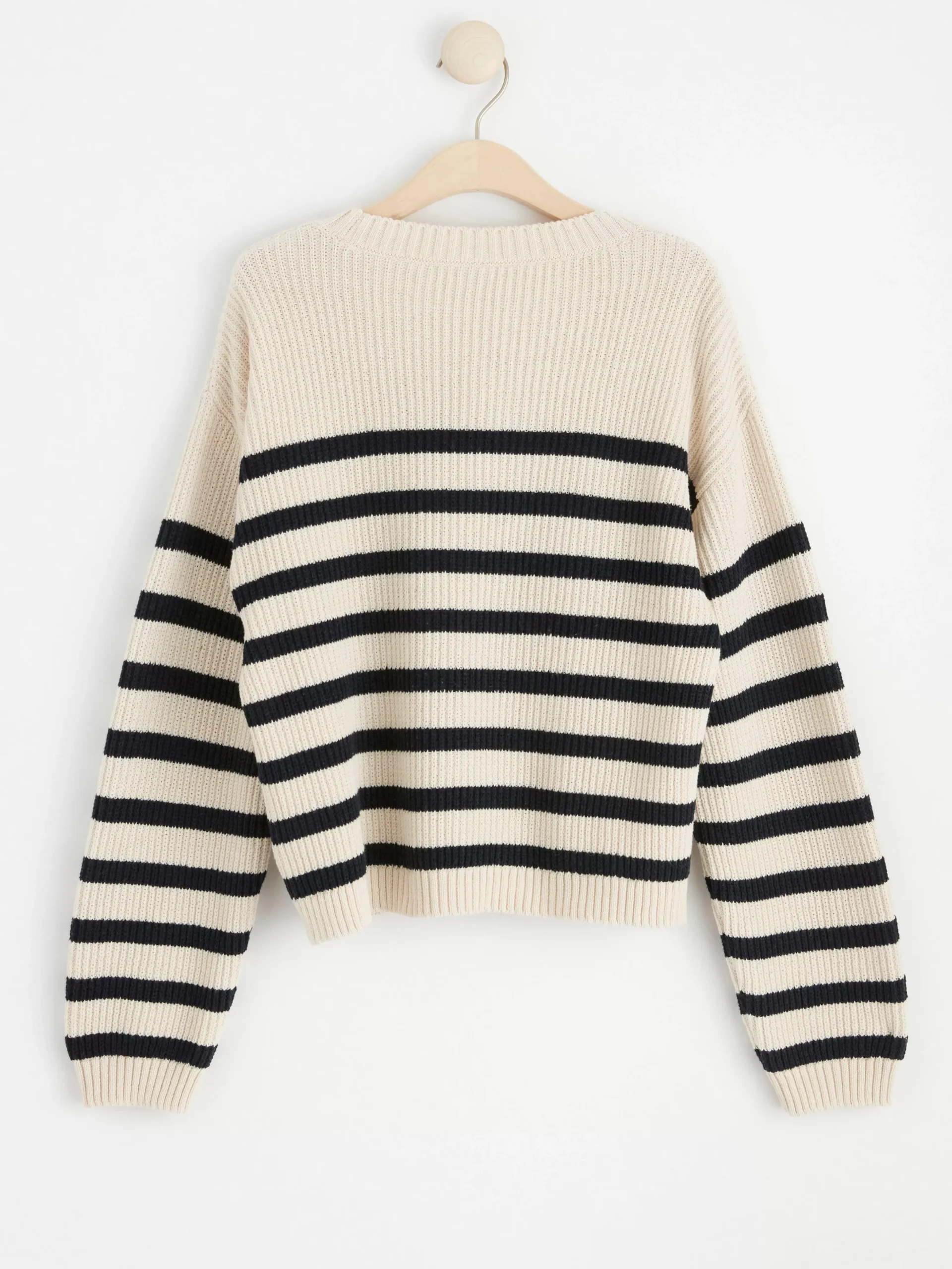 Tröjor & Cardigans>Lindex Randig Ribbstickad Troja Light Dusty White