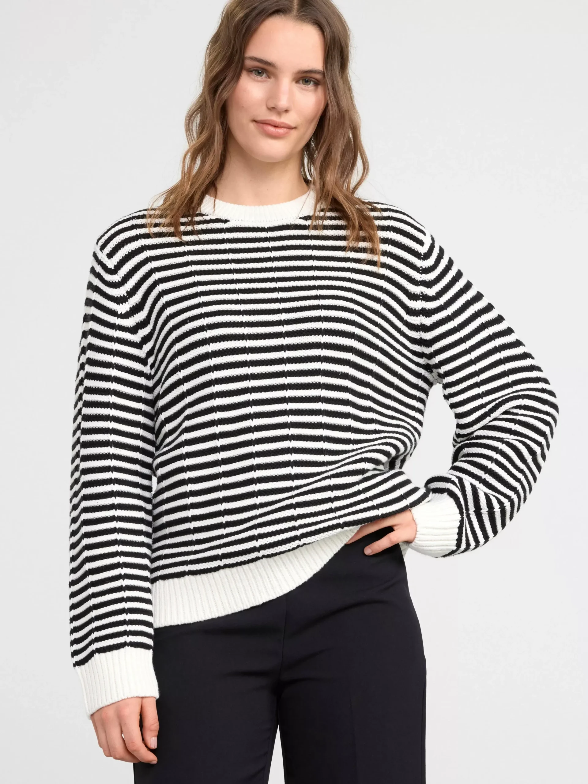 Tröjor & Cardigans>Lindex Randig Stickad Troja Black