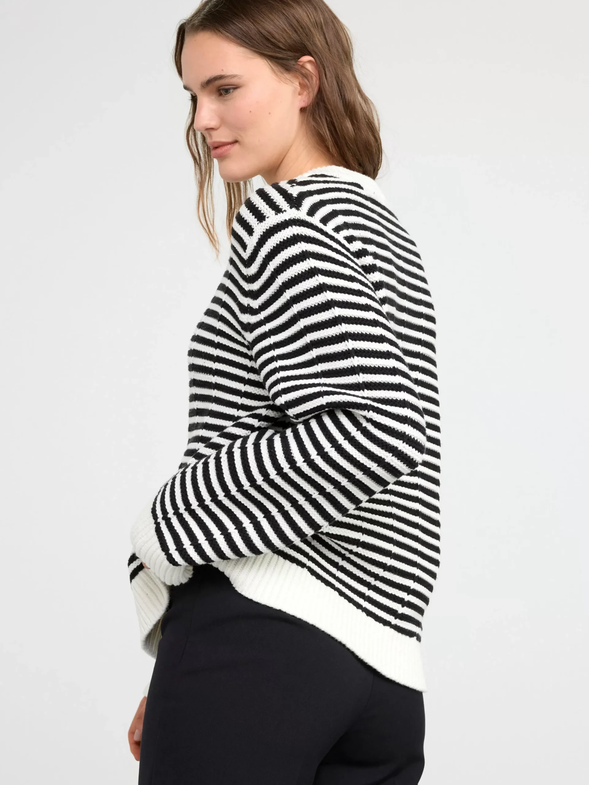 Tröjor & Cardigans>Lindex Randig Stickad Troja Black