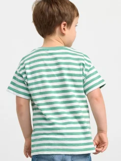 Toppar & T-Shirts>Lindex Randig Topp Med Kort Arm Dusty Green