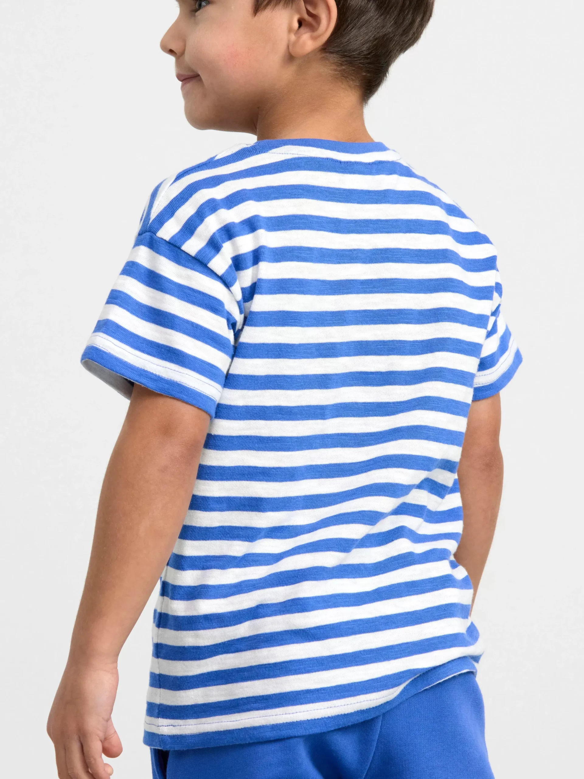 Toppar & T-Shirts>Lindex Randig Topp Med Kort Arm Dk Blue
