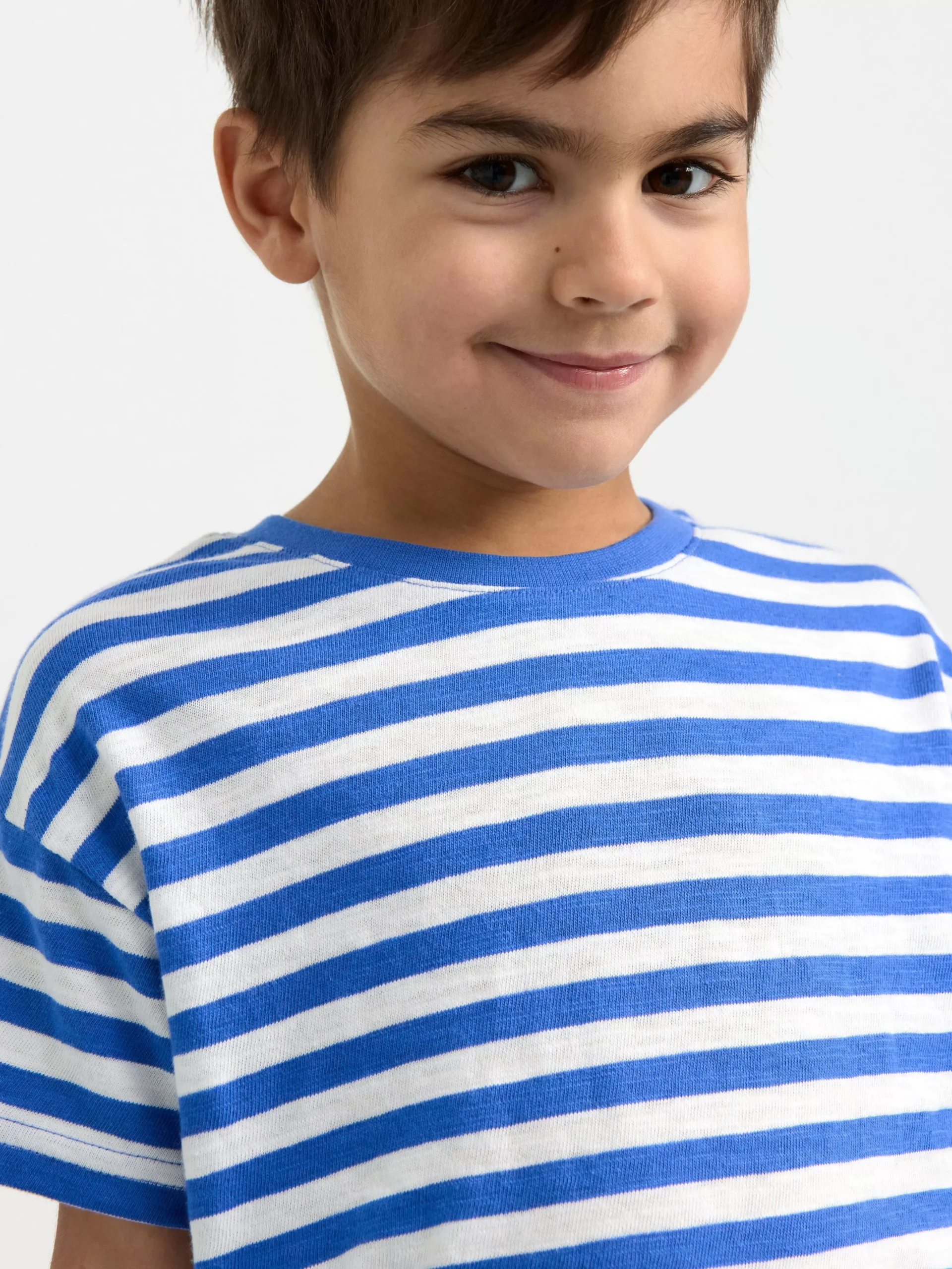 Toppar & T-Shirts>Lindex Randig Topp Med Kort Arm Dk Blue