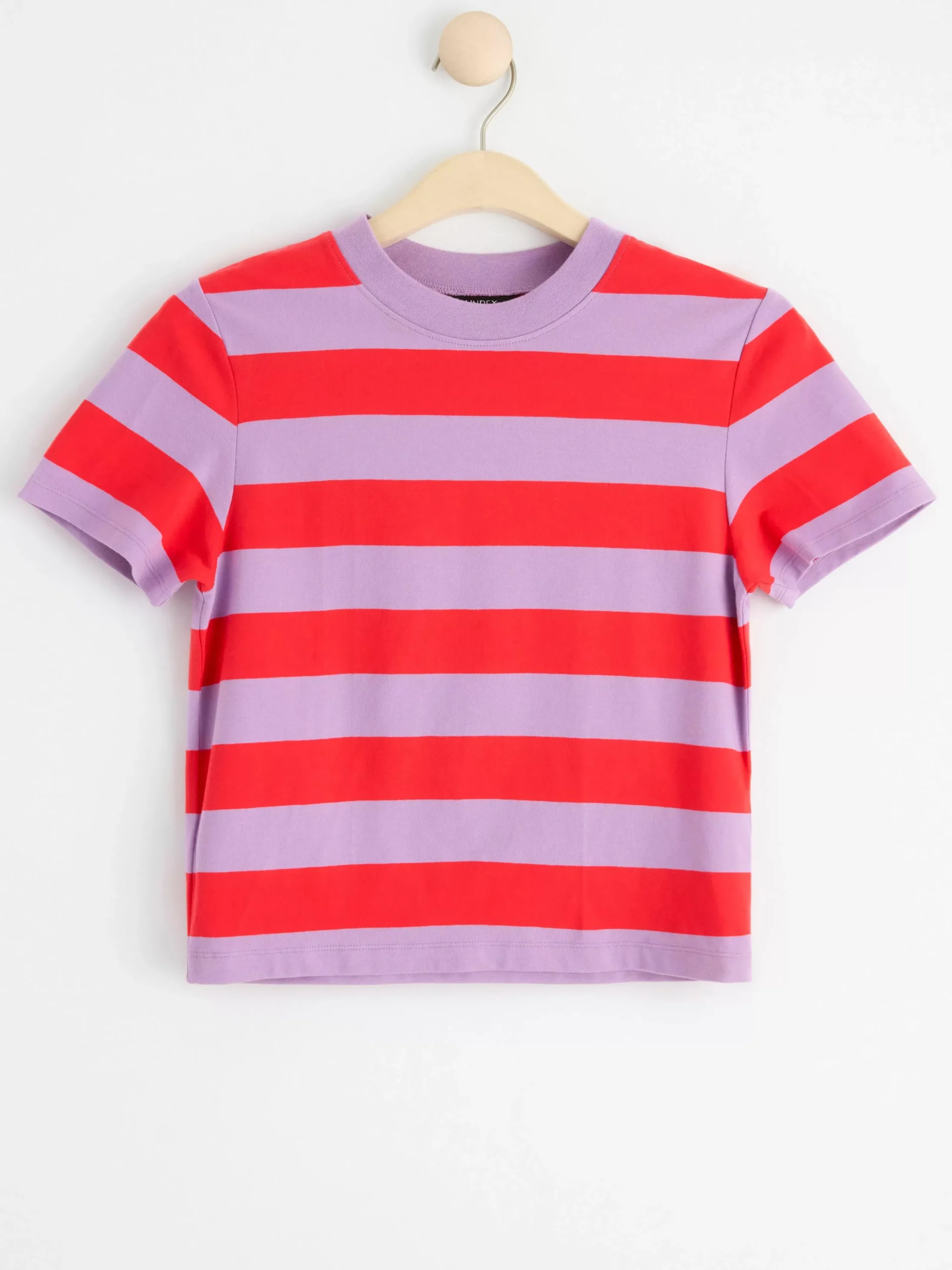 Toppar & T-Shirts>Lindex Randig Topp Med Kort Arm Strong Red