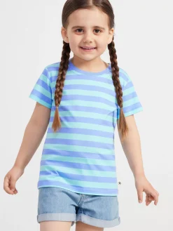 Toppar & T-Shirts>Lindex Randig T-Shirt Light Blue
