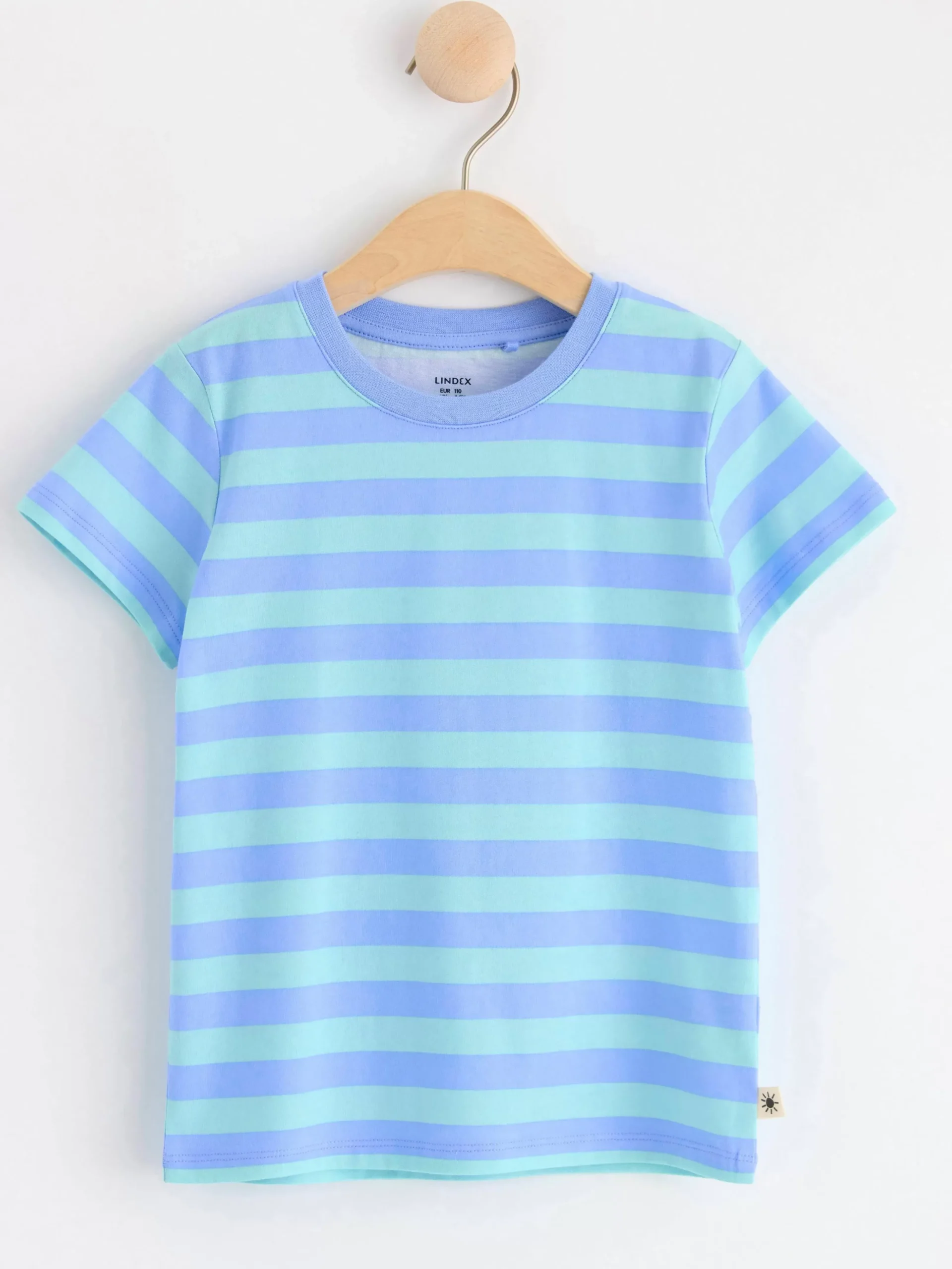 Toppar & T-Shirts>Lindex Randig T-Shirt Light Blue