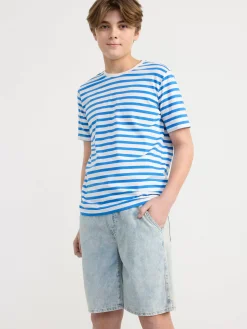 Toppar & T-Shirts>Lindex Randig T-Shirt Blue