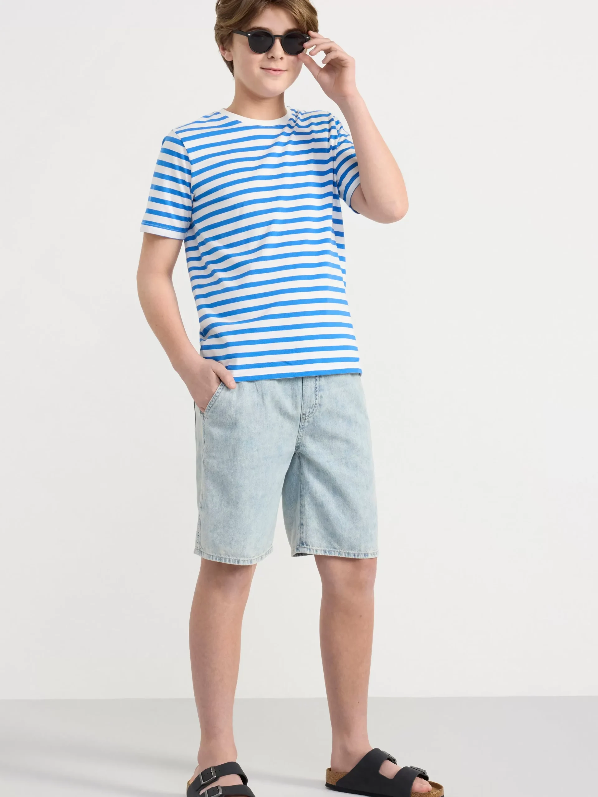 Toppar & T-Shirts>Lindex Randig T-Shirt Blue