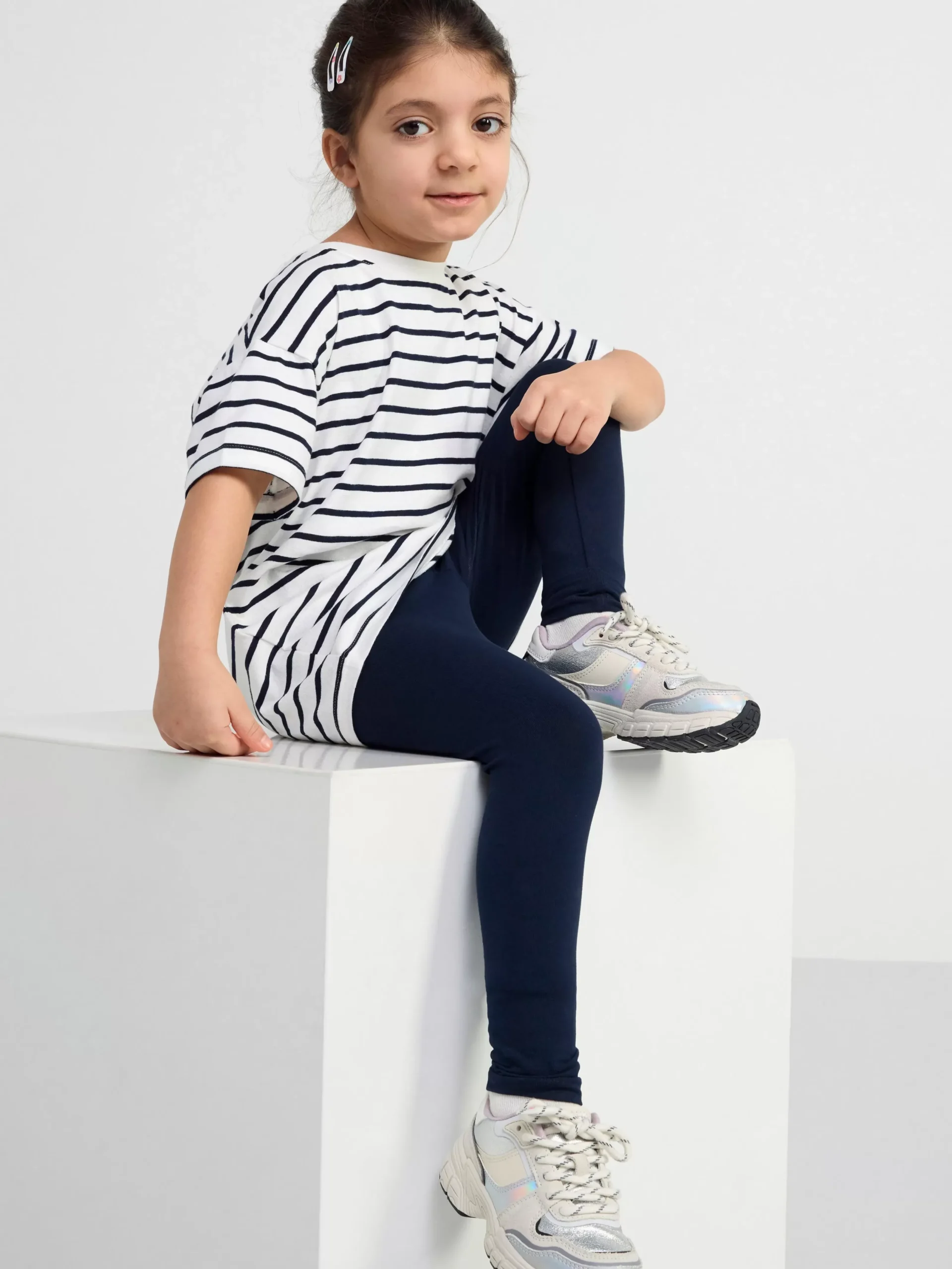 Toppar & T-Shirts>Lindex Randig T-Shirt I Oversizemodell Dark Navy