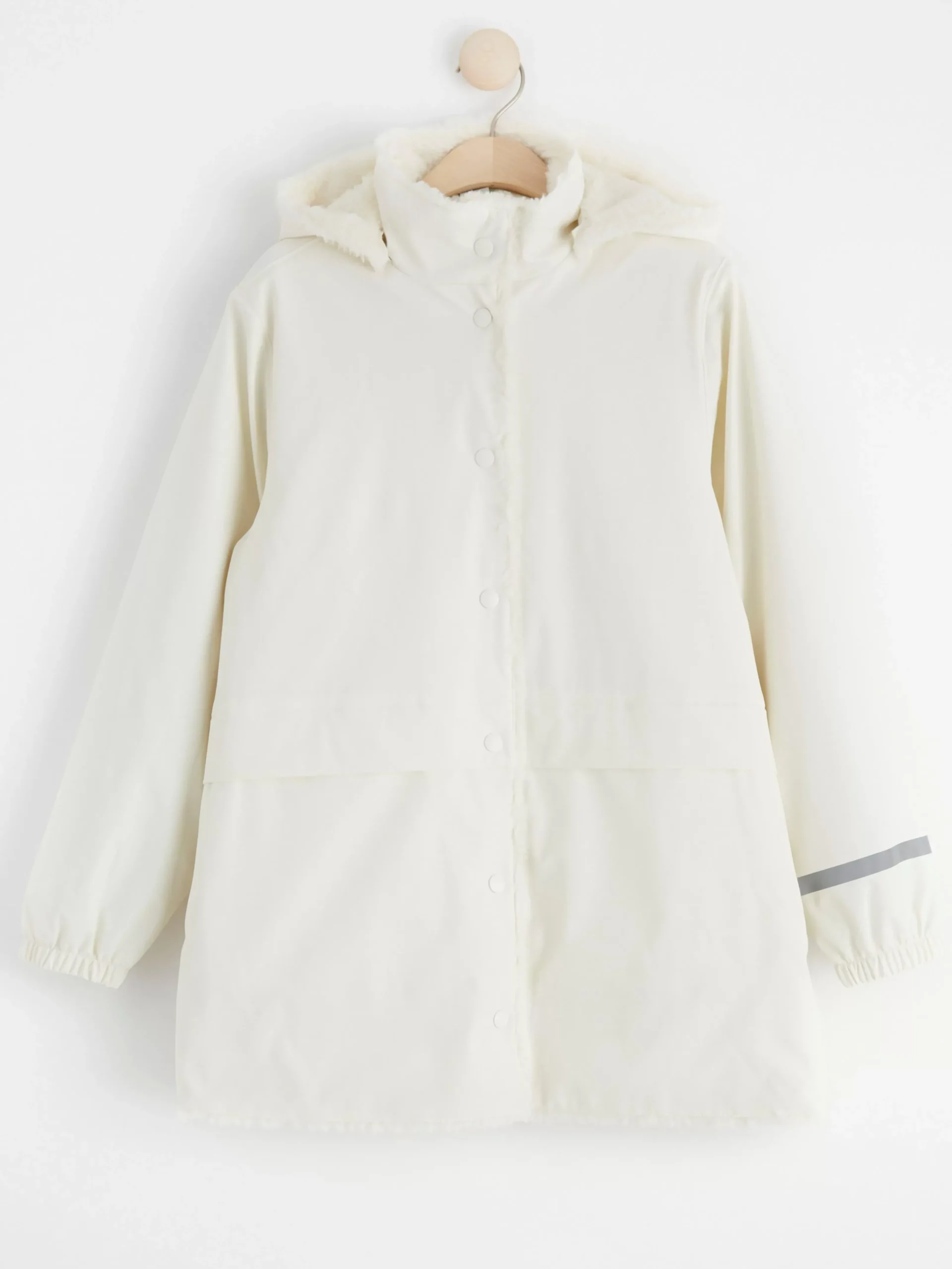 Ytterkläder>Lindex Regnjacka Med Fuskpalsfoder Light Dusty White