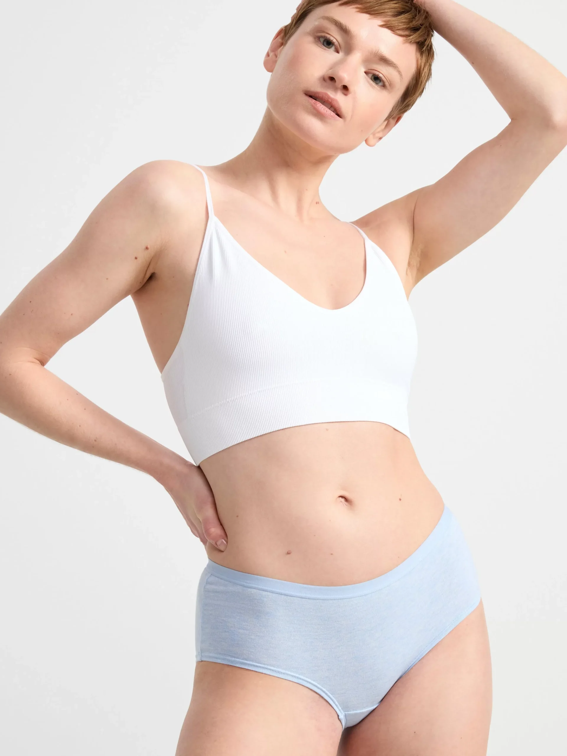 Trosor>Lindex Regular Waist Trosa I Bomull Light Blue Melange