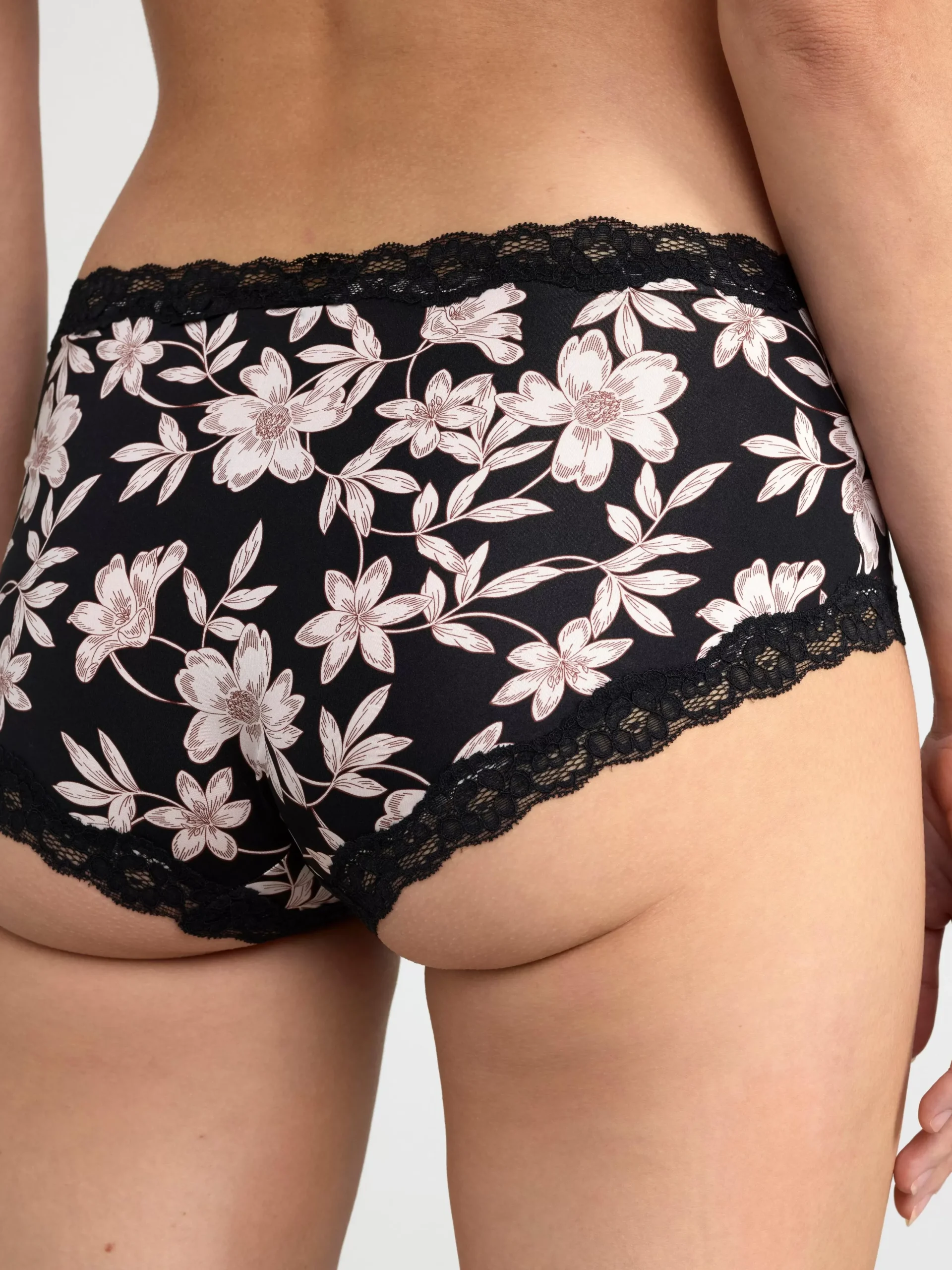 Trosor>Lindex Regular Waist Trosa Med Blommor Black