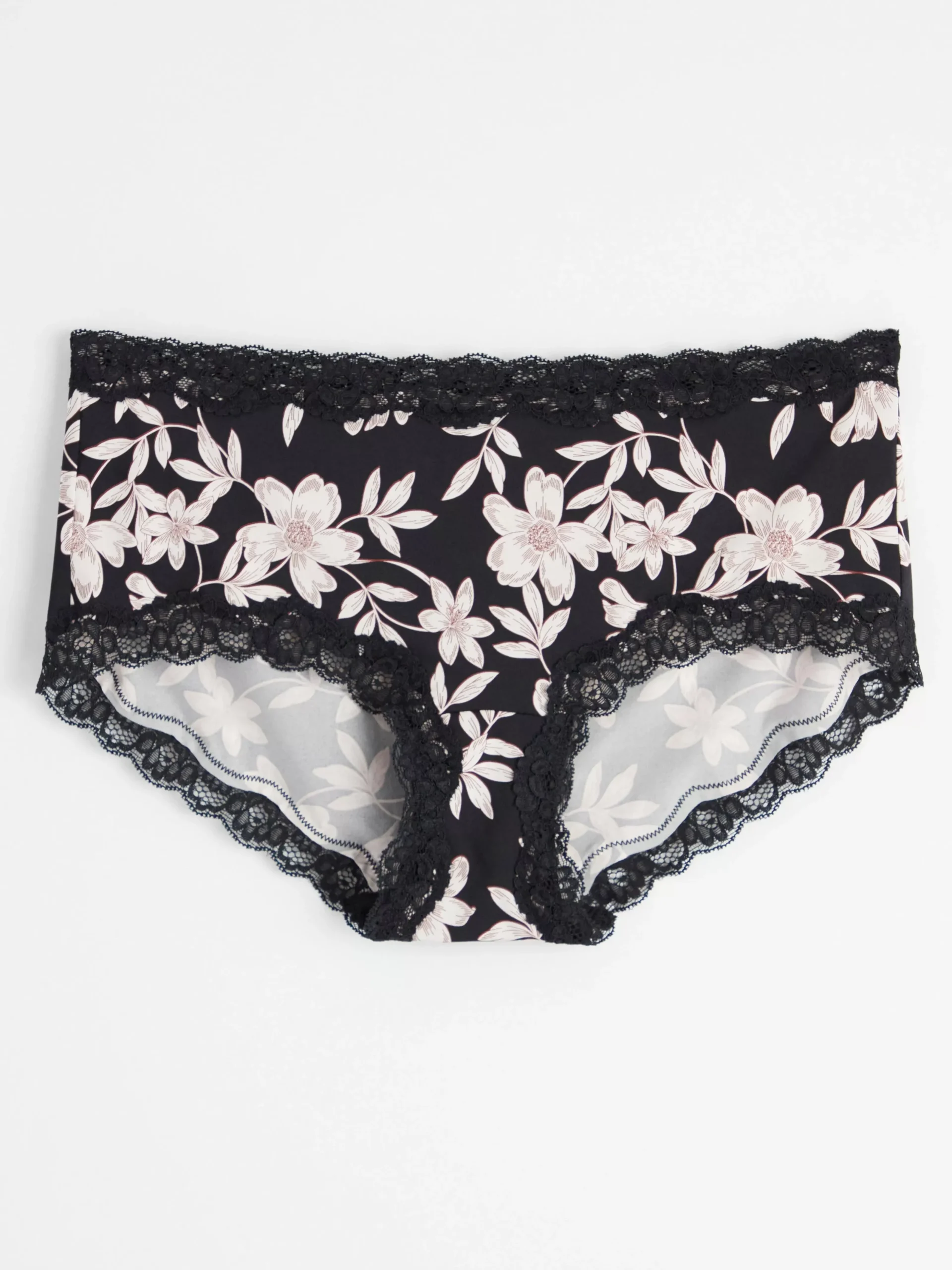 Trosor>Lindex Regular Waist Trosa Med Blommor Black