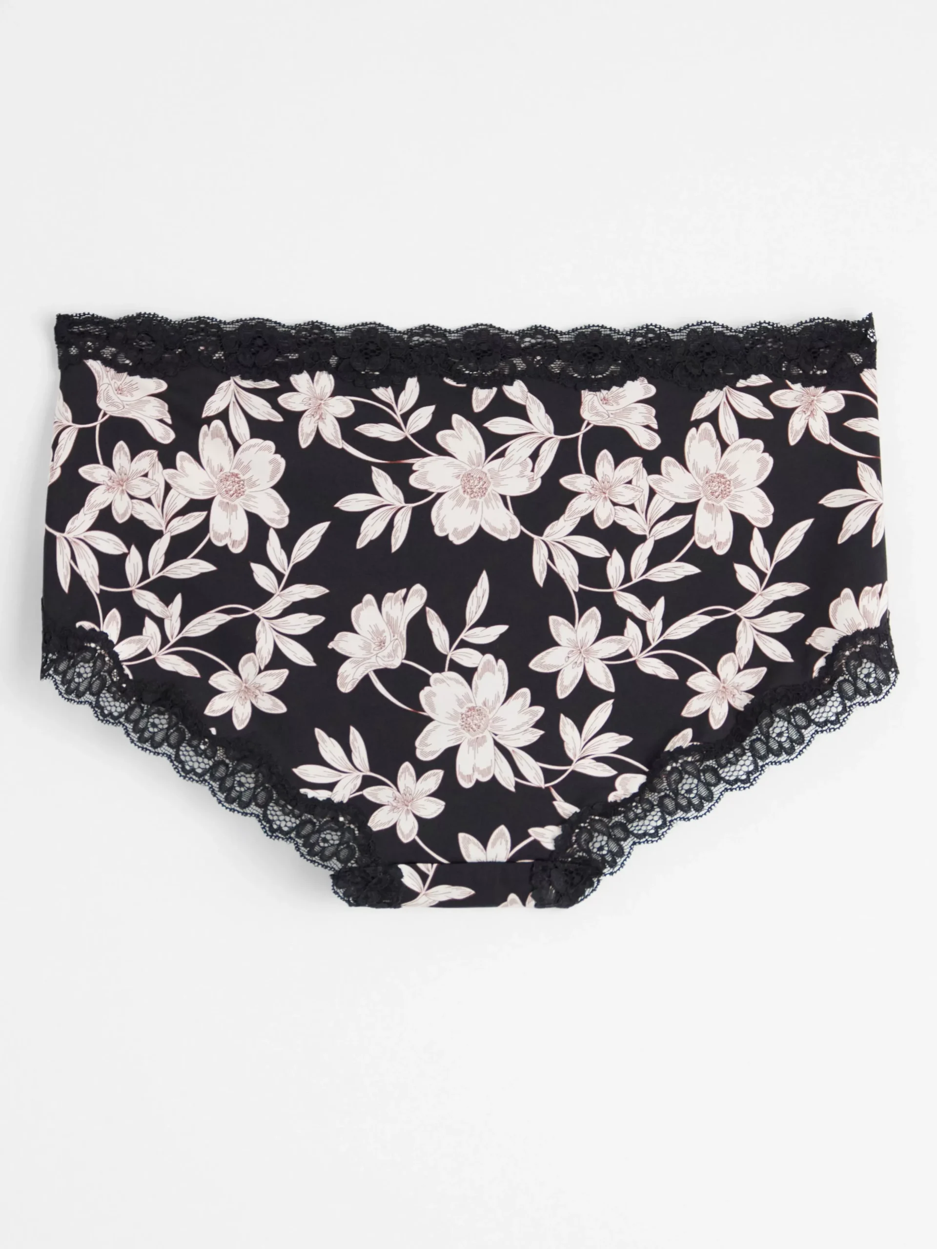 Trosor>Lindex Regular Waist Trosa Med Blommor Black