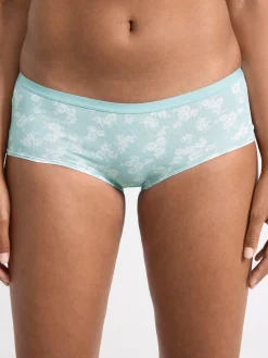 Trosor>Lindex Regular Waist Trosa Med Blommor Light Dusty Turquoise