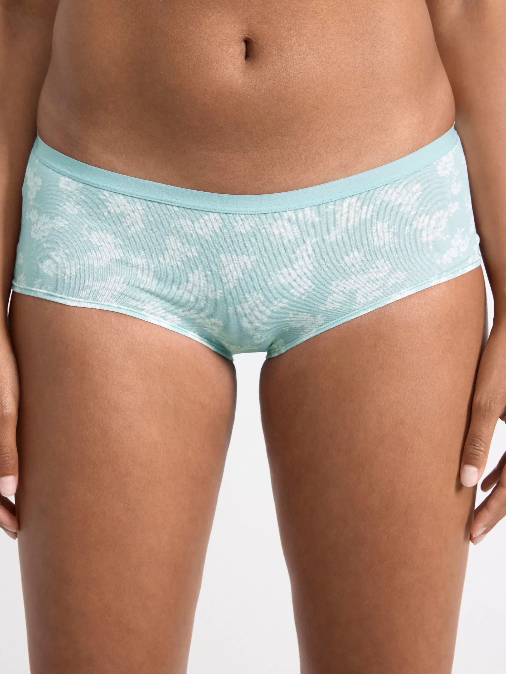 Trosor>Lindex Regular Waist Trosa Med Blommor Light Dusty Turquoise
