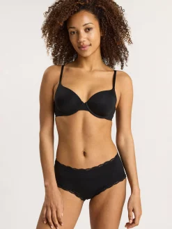 Trosor>Lindex Regular Waist Trosa Med Spetskant Black