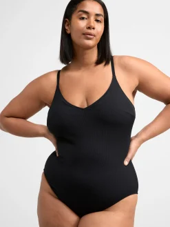 Badkläder>Lindex Ribbad Baddrakt Black