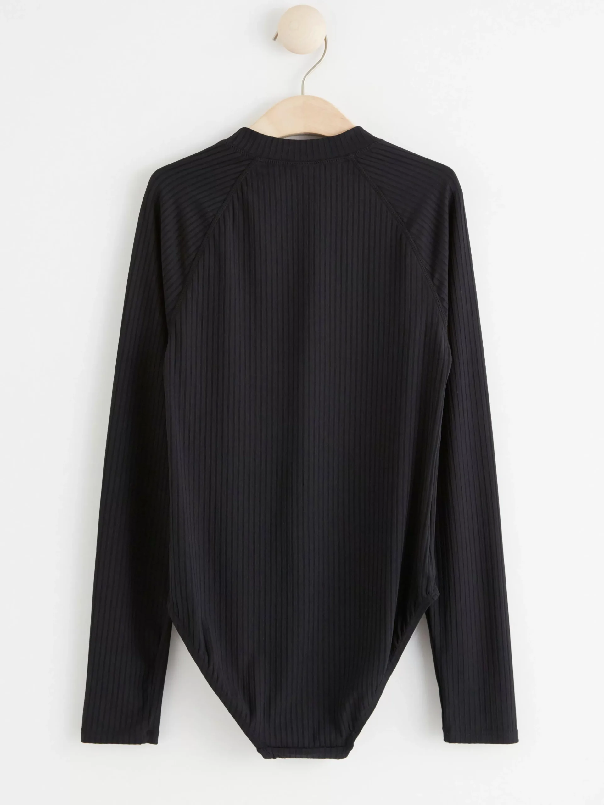 Badkläder & Uv>Lindex Ribbad Baddrakt Med Lang Arm Och Upf 50+ Black