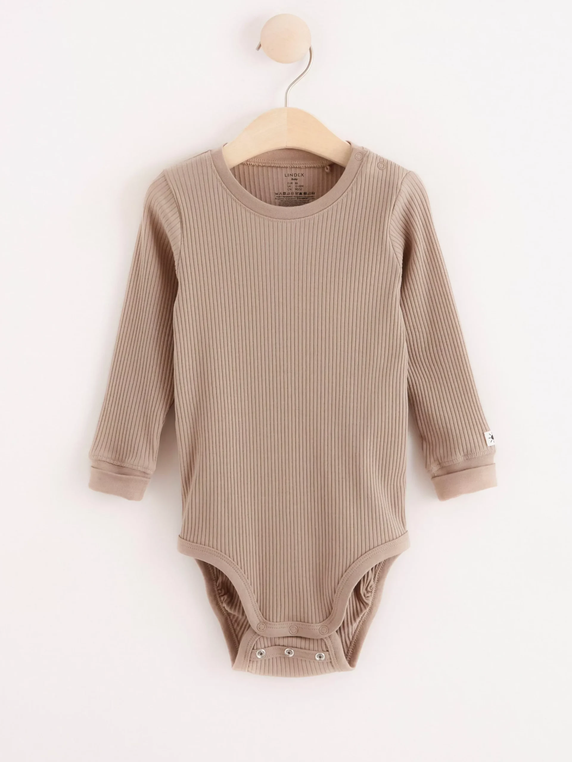 Bodies>Lindex Ribbad Body Med Lang Arm Beige