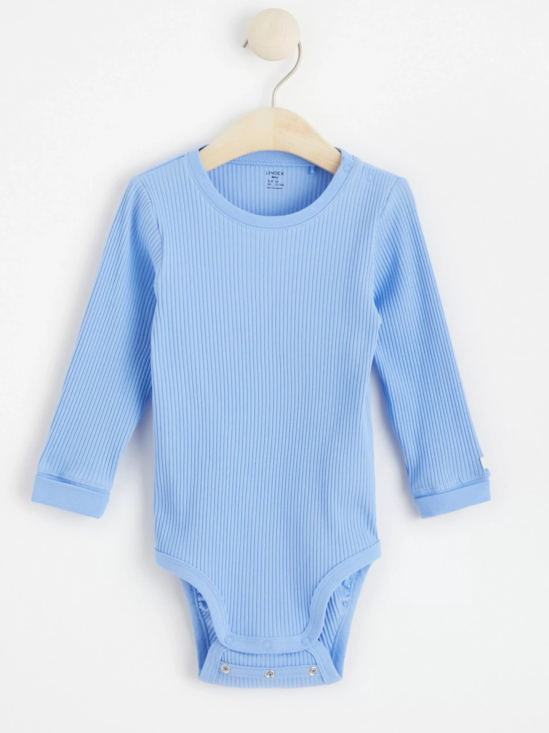 Bodies>Lindex Ribbad Body Med Lang Arm Light Blue