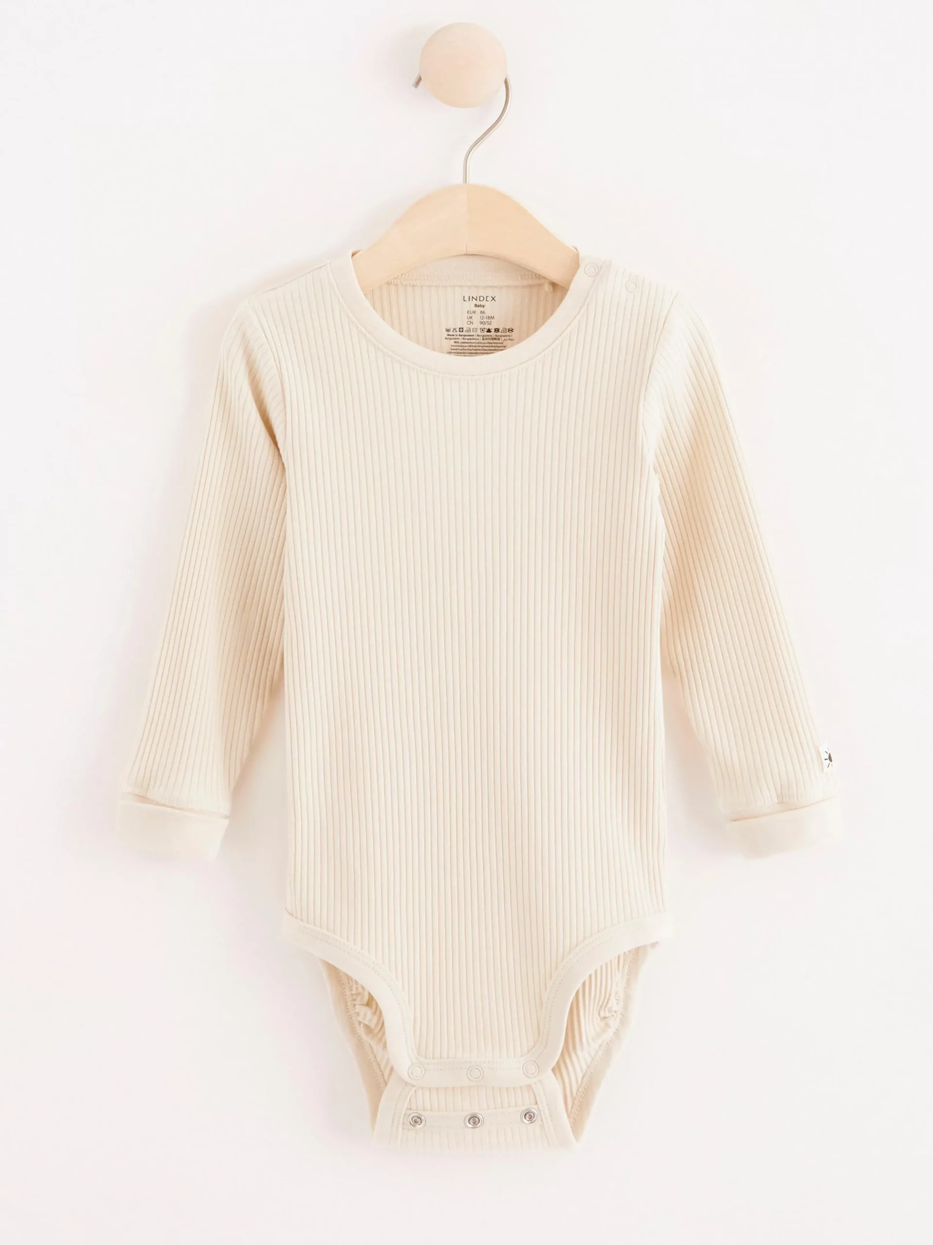 Bodies>Lindex Ribbad Body Med Lang Arm Light Beige