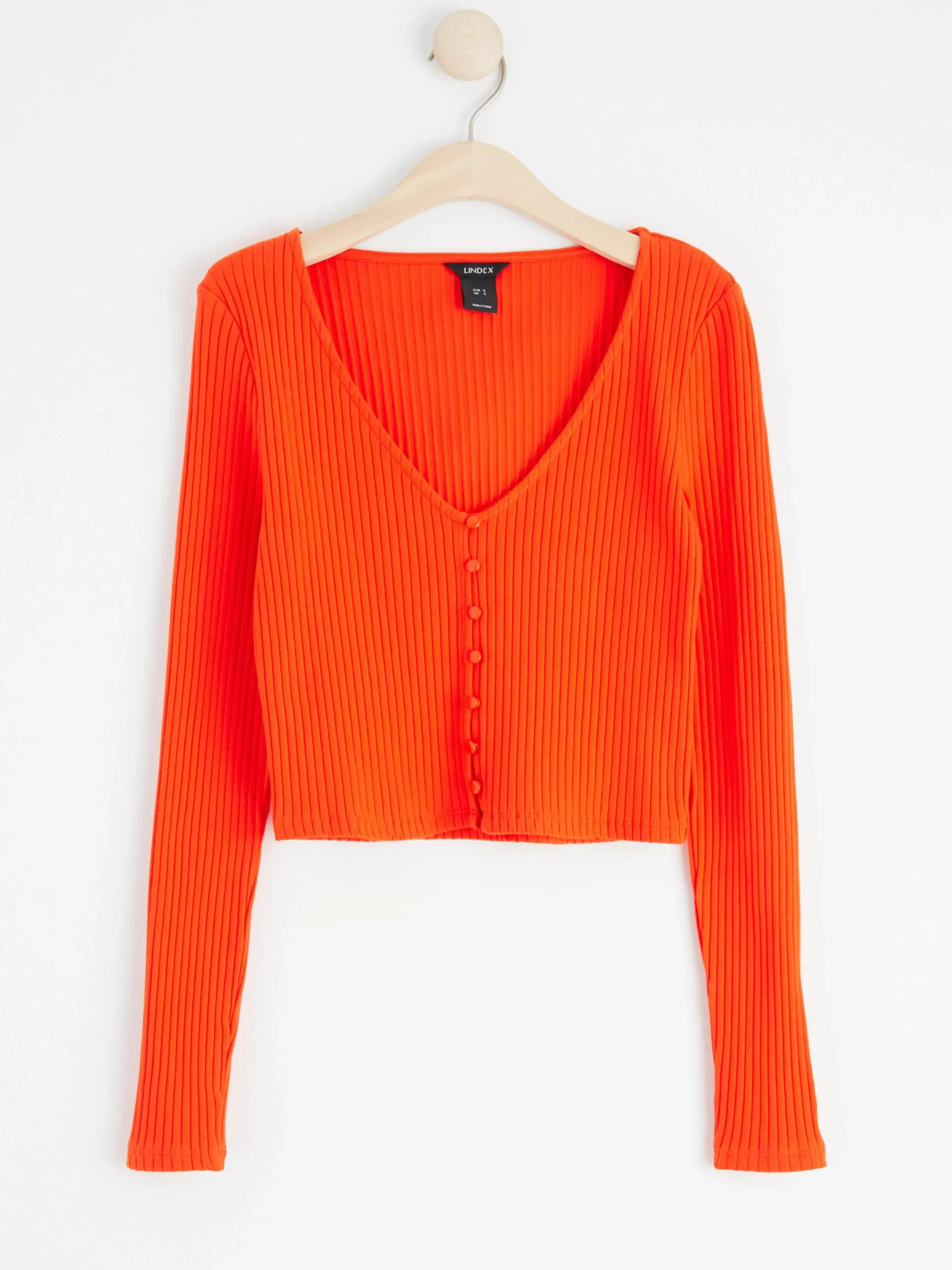 Toppar & T-Shirts>Lindex Ribbad Cardigan Strong Orange