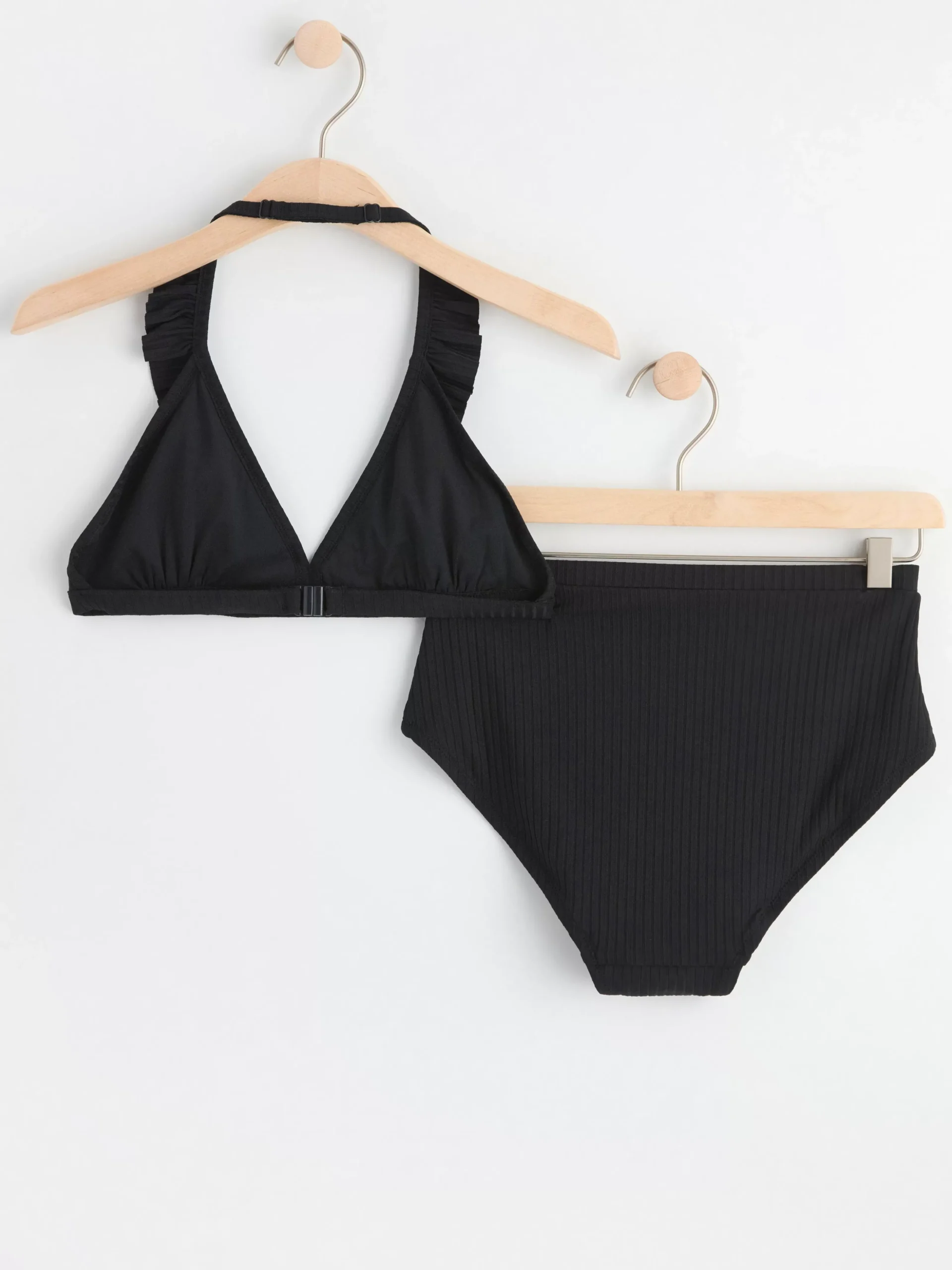Badkläder & Uv>Lindex Ribbad Halterneck Bikini Med Volanger Black