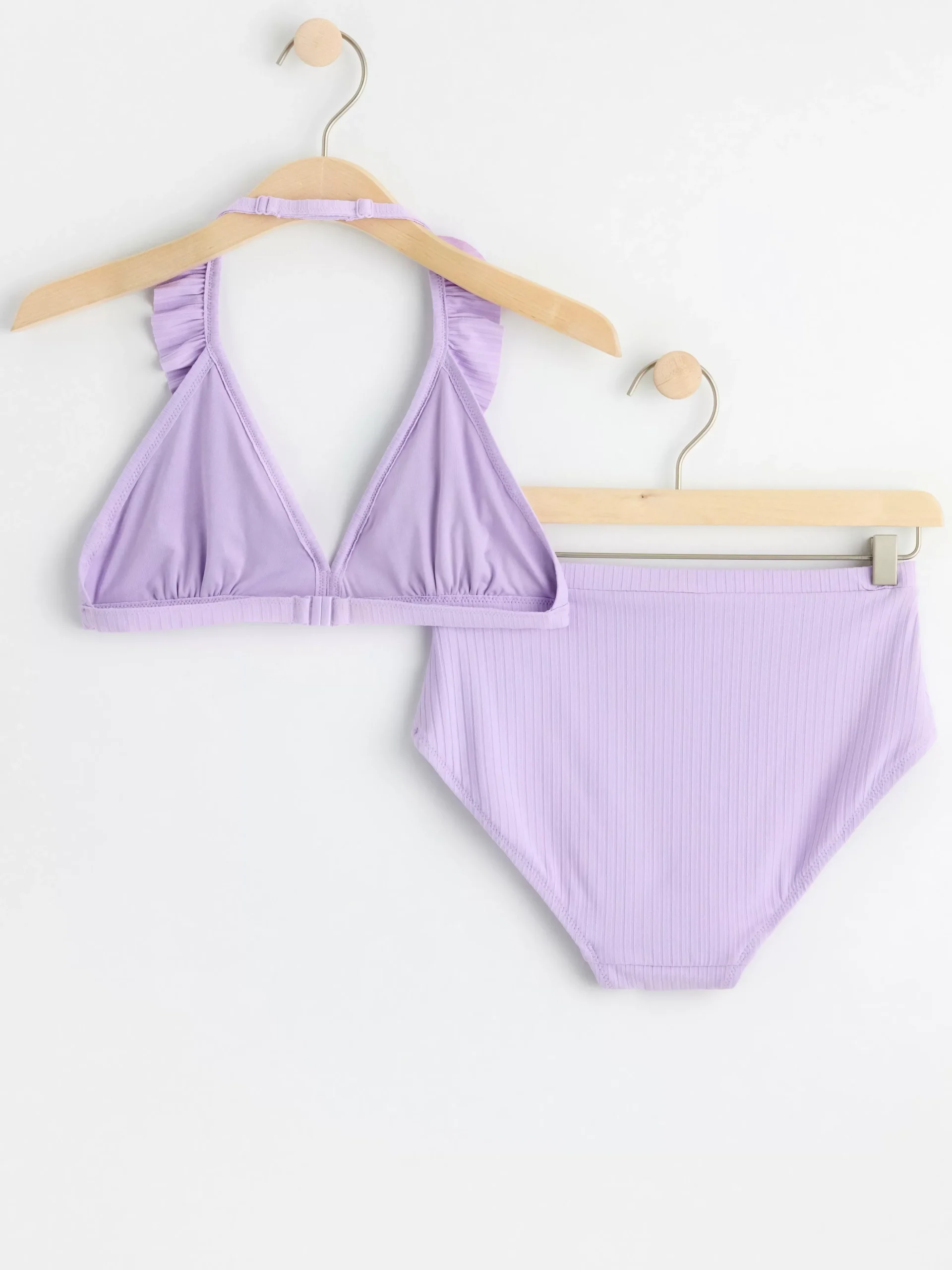 Badkläder & Uv>Lindex Ribbad Halterneck Bikini Med Volanger Light Lilac