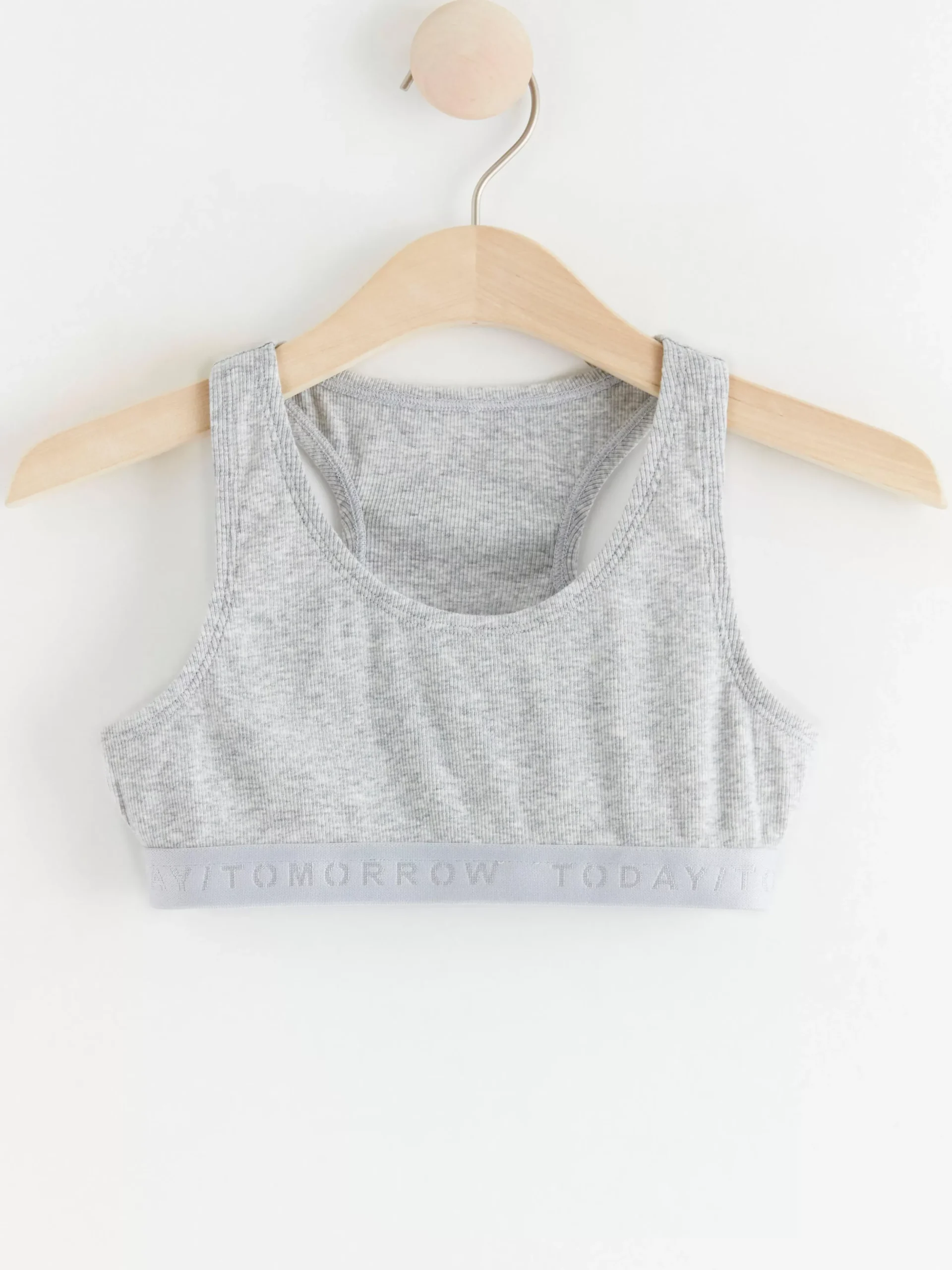 Toppar & T-Shirts>Lindex Ribbad Kort Topp Lt Grey Melange