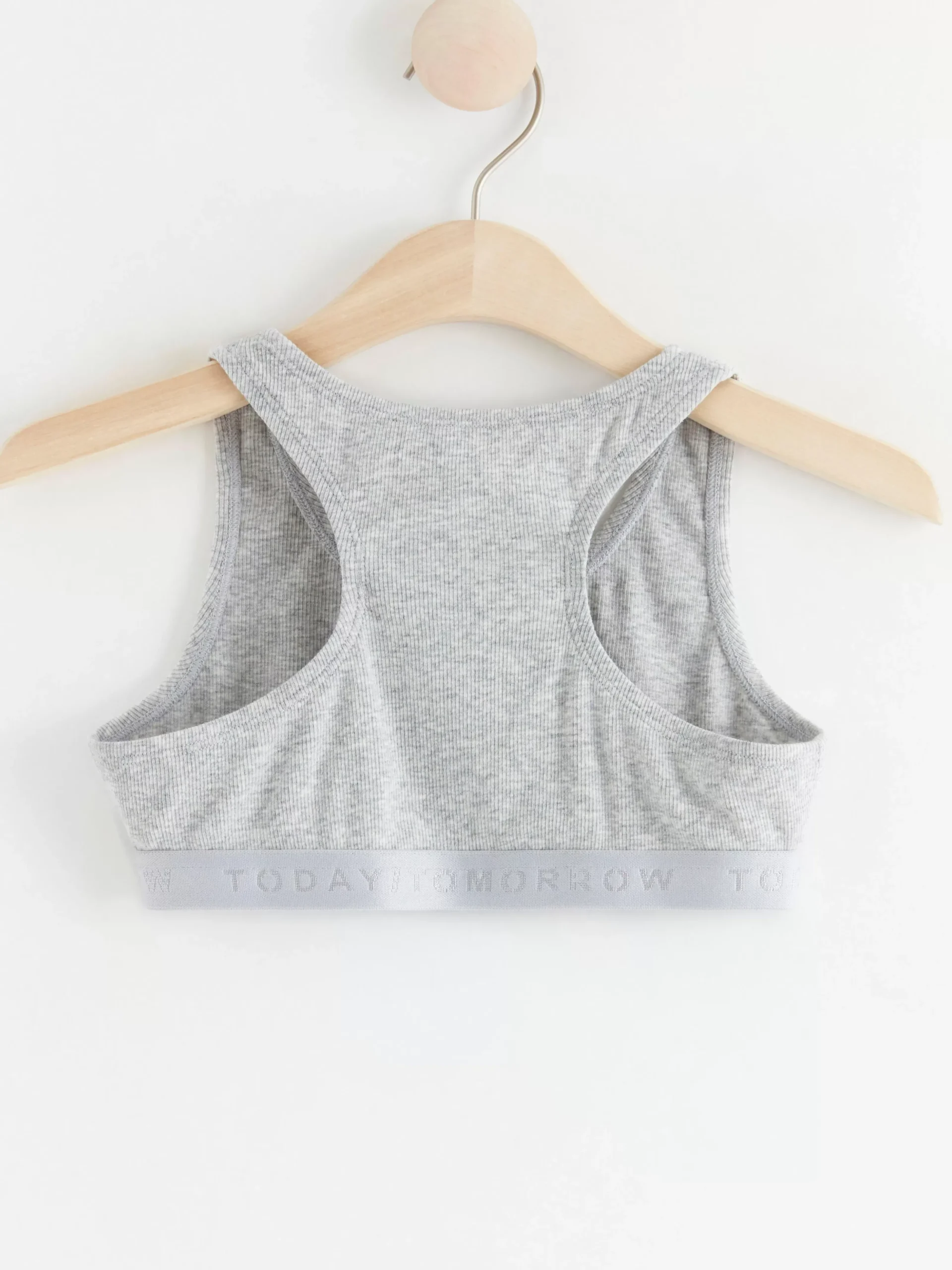 Toppar & T-Shirts>Lindex Ribbad Kort Topp Lt Grey Melange