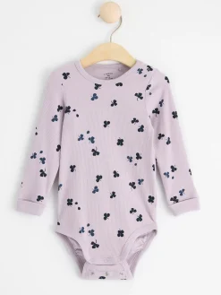 Bodies>Lindex Ribbad Langarmad Body Med Klover Light Lilac