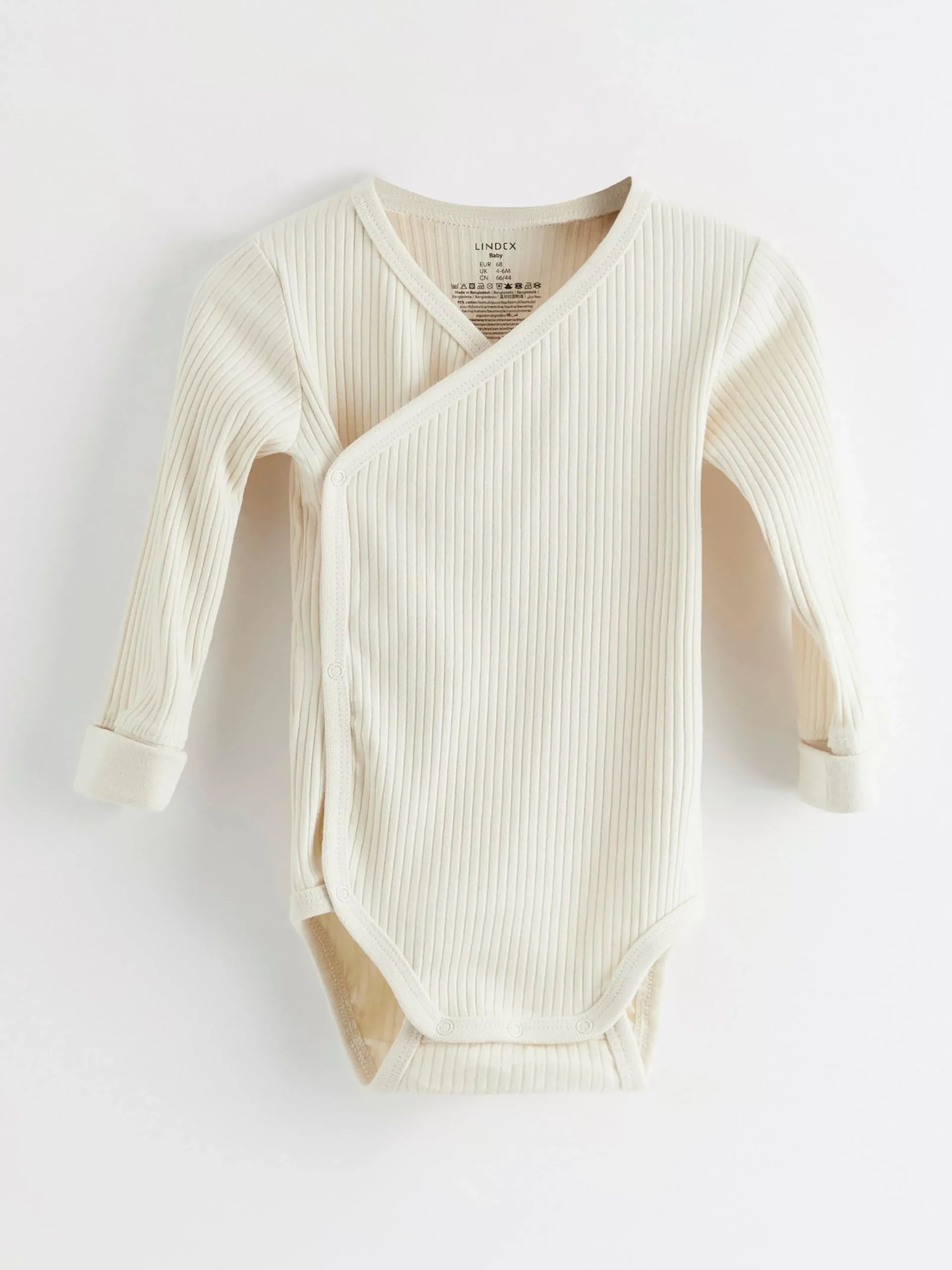 Bodies>Lindex Ribbad Langarmad Omlottbody Light Beige
