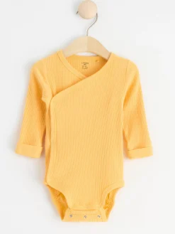 Bodies>Lindex Ribbad Langarmad Omlottbody Light Dusty Yellow