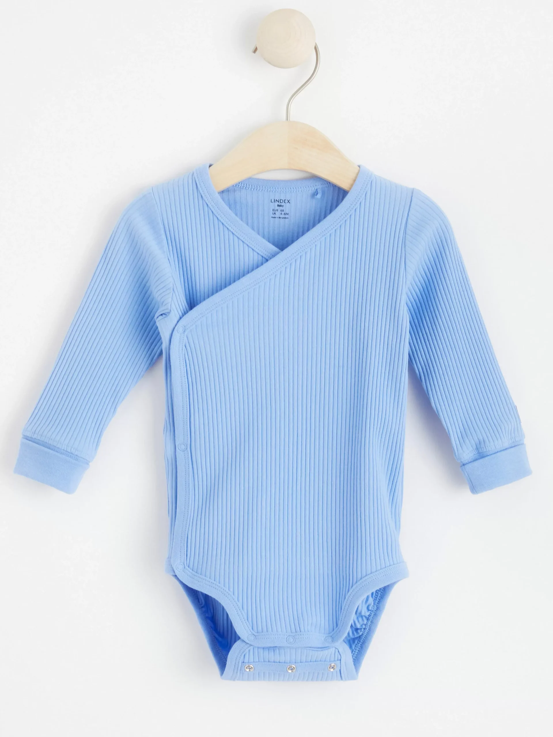 Bodies>Lindex Ribbad Langarmad Omlottbody Light Blue