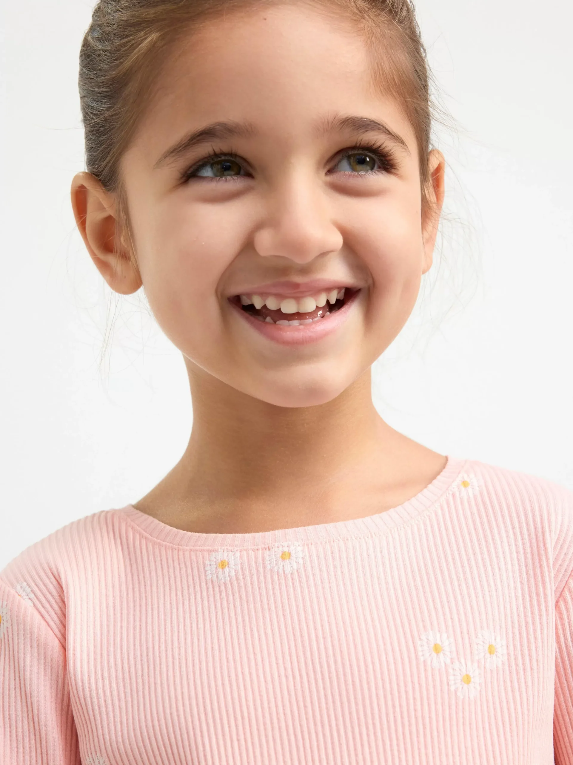 Toppar & T-Shirts>Lindex Ribbad Langarmad Topp Med Blommor Light Dusty Pink