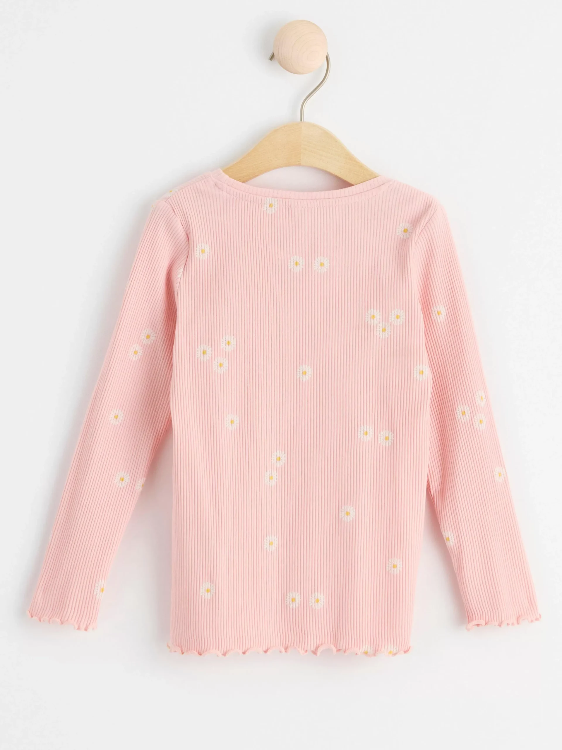 Toppar & T-Shirts>Lindex Ribbad Langarmad Topp Med Blommor Light Dusty Pink