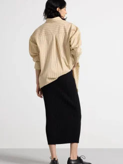 Kjolar>Lindex Ribbad Midikjol Black