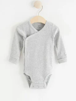 Bodies>Lindex Ribbad Omlottbody Light Grey Melange