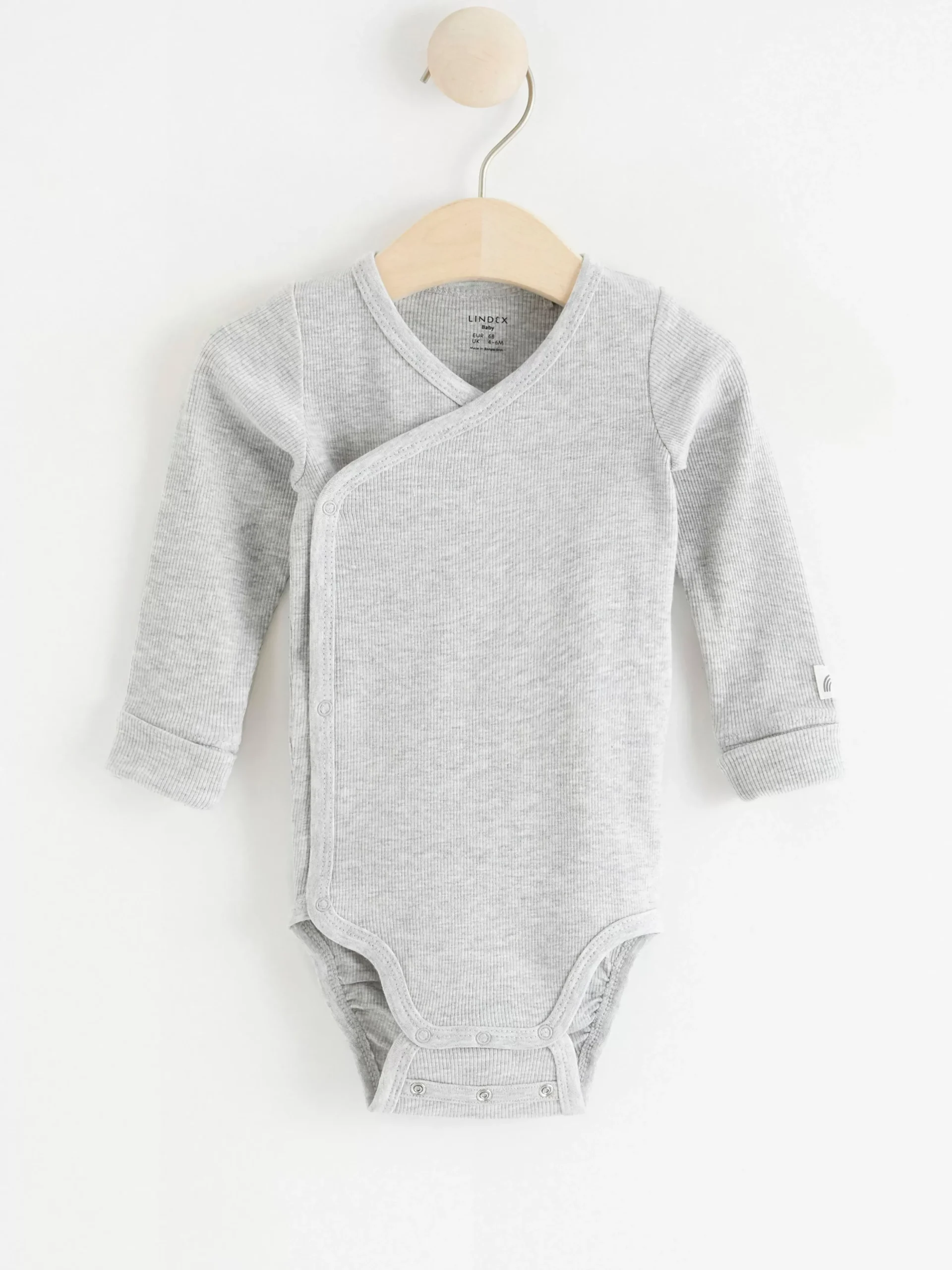 Bodies>Lindex Ribbad Omlottbody Light Grey Melange