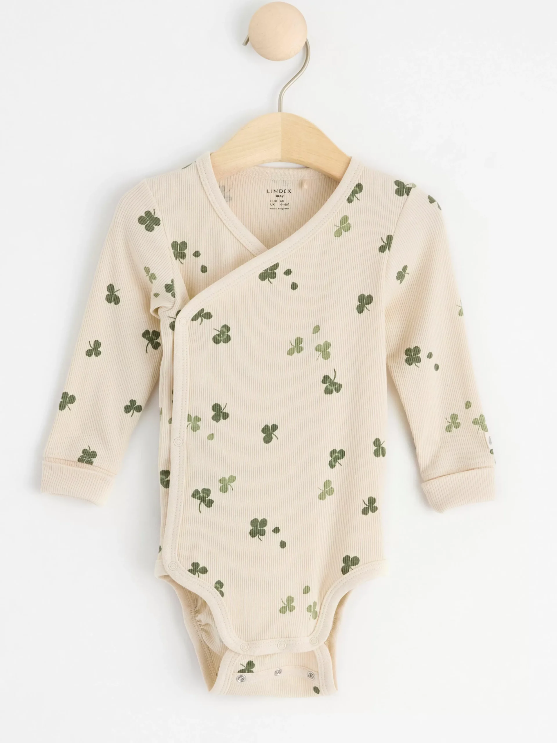 Bodies>Lindex Ribbad Omlottbody Med Klover Light Beige