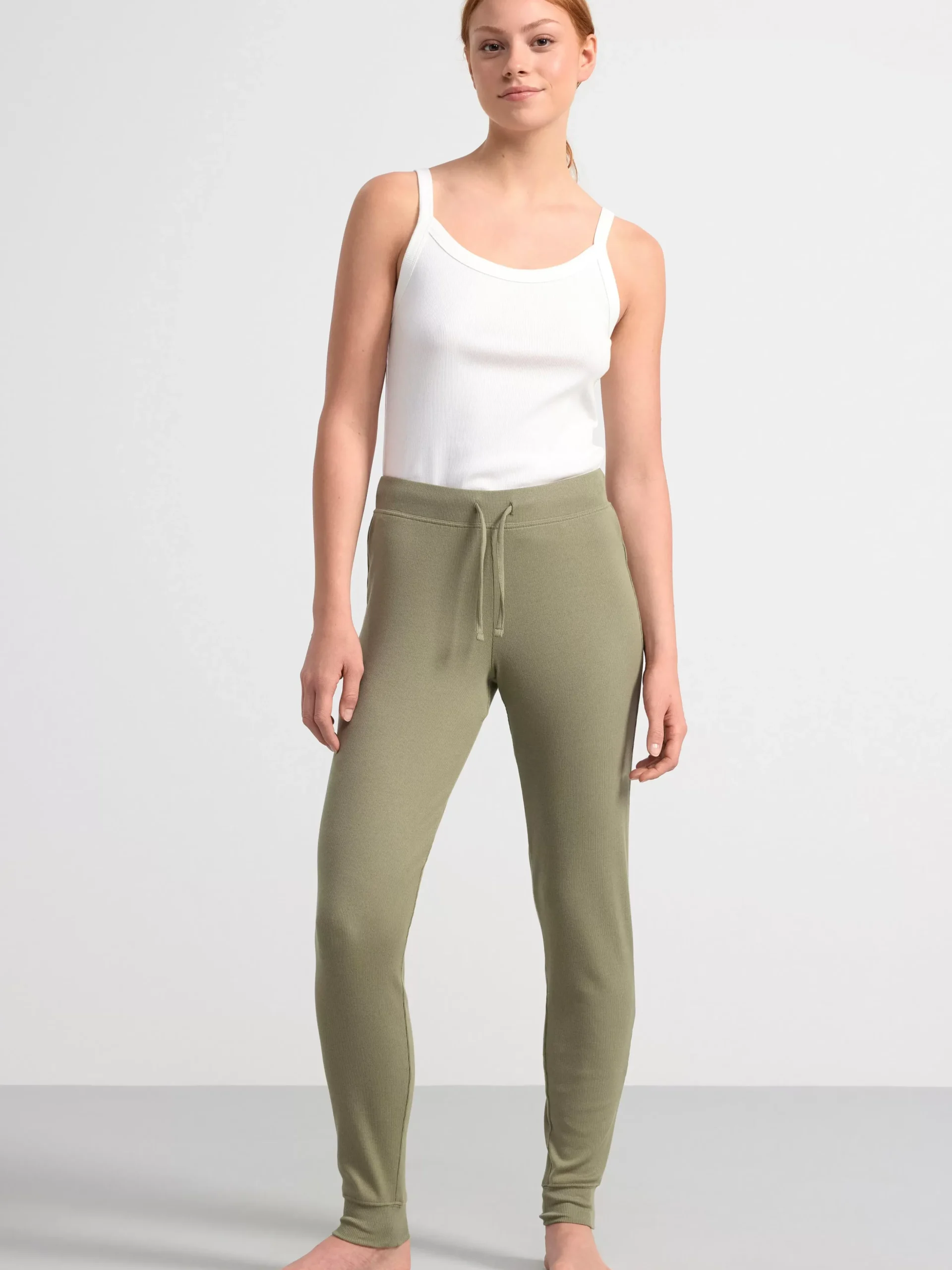 Nattplagg>Lindex Ribbad Pyjamasbyxa Khaki