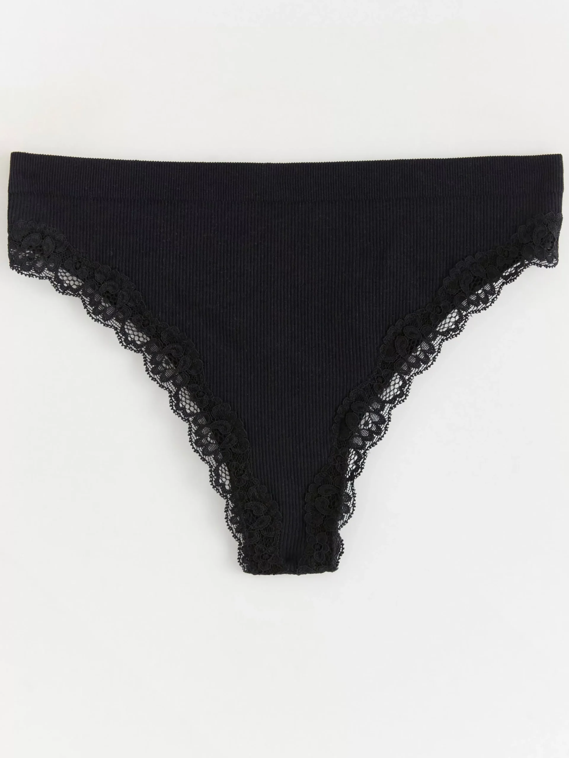 Trosor>Lindex Ribbad Seamless Stringtrosa Regular Waist Black